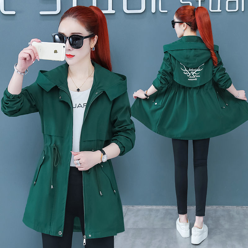 Korean Style Slim And Thin Temperament Autumn Windbreaker Women Mid-length Student Jacket Women