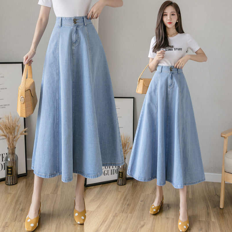 Mid length denim skirts express hotsell