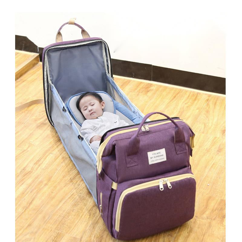 Portable Folding Crib Double Shoulder Mommy Bag