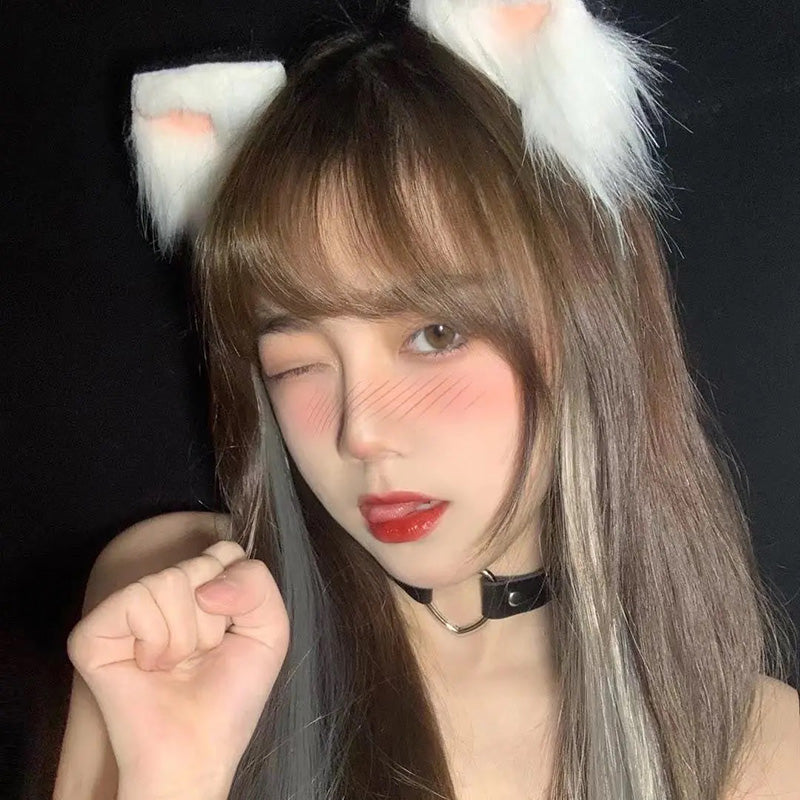 Cute Sweet Beauty Friends Cat Ears Cos Plush Hair Accessories Headband Net Celebrity Live Photo Props