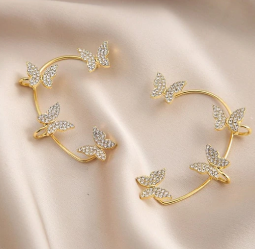 Super Flashing Diamond Earrings With Butterfly Ear Clip Earrings All-in-one Earrings