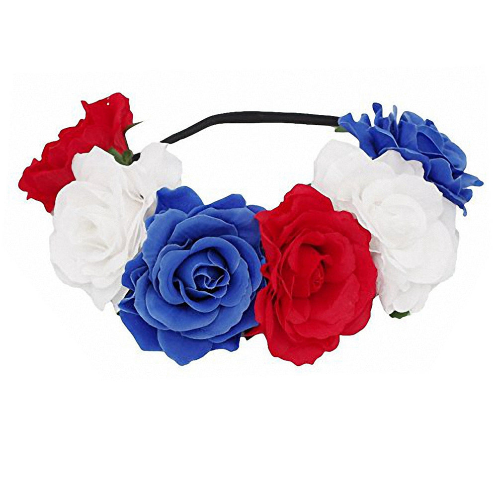 Europe And The United States 5 Red Roses Flower Headband Wreath Bridal Holiday Hair Accessories