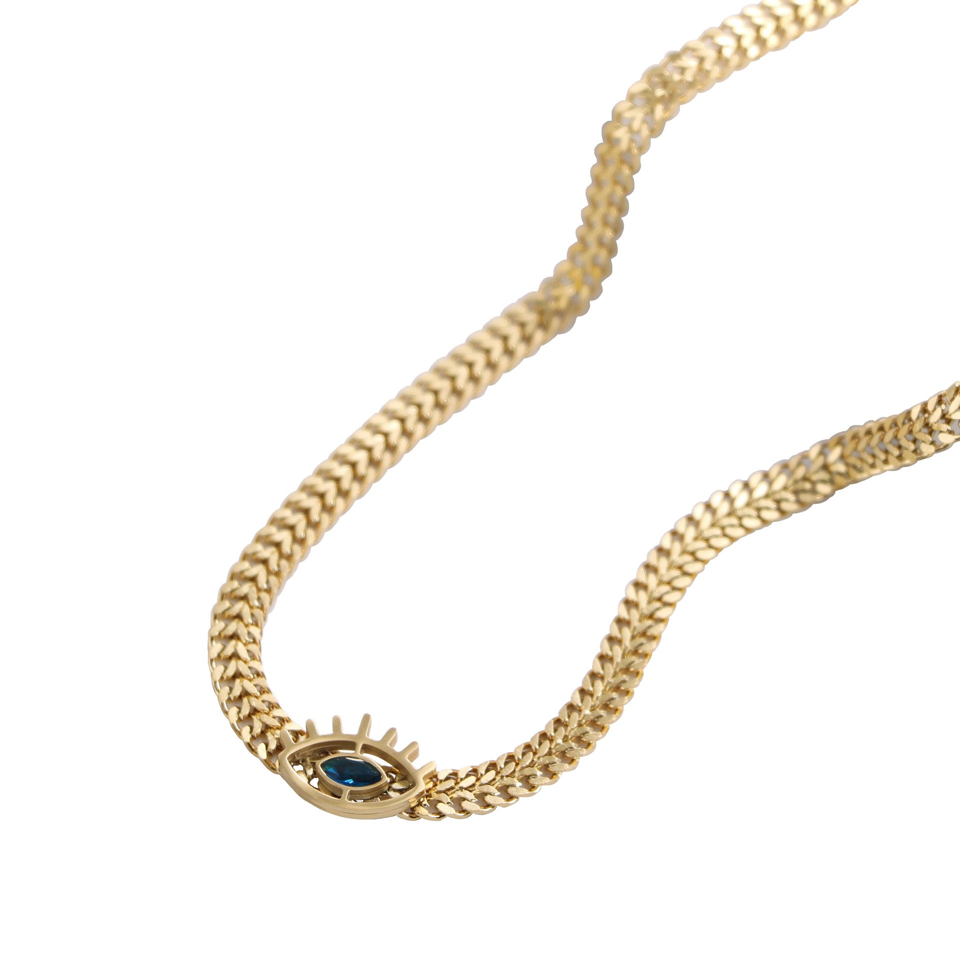 Blue Eye Element Thick Chain Necklace