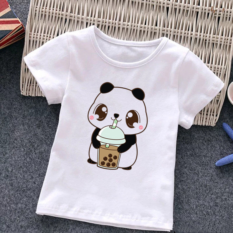 Cute Milk Tea Print Children's T-shirt