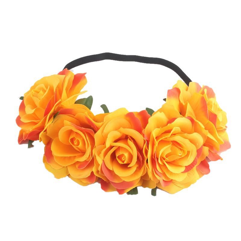 Europe And The United States 5 Red Roses Flower Headband Wreath Bridal Holiday Hair Accessories