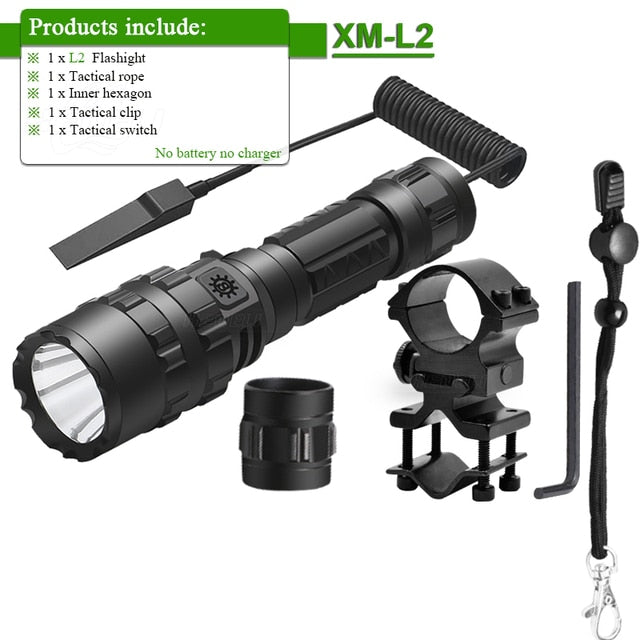 most powerful flashlight 100000 lumens led torch flash light tactical flashlight usb rechargeable hunting cree xml l2 hand lamp