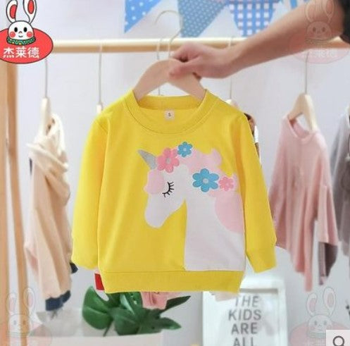 Girls Korean version 1-2-3 years old 4 children's sweater spring and autumn bunny yellow western style net red 2021 new trendy fashion