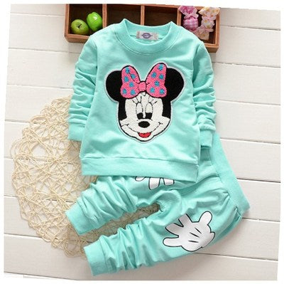 Children suit cartoon printing round collar female suit 0-2