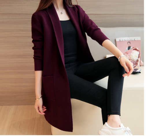 Knitted cardigan women's thin jacket spring 2021 new style mid-length outer wear loose sweater outer wear shawl autumn