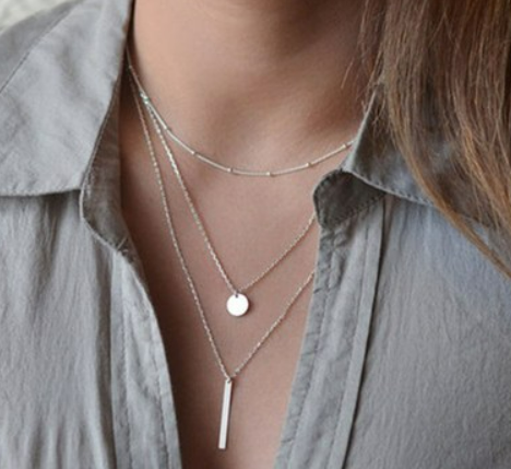 Women simple choker multi-layer necklace clavicle chain necklace