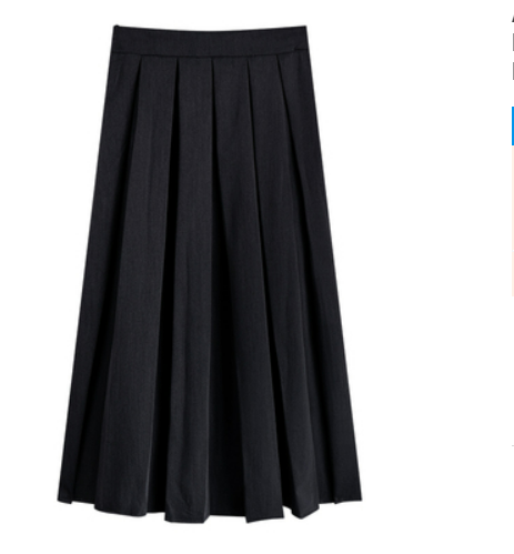 A-line skirt autumn 2021 new women's high waist slim pleated skirt mid-length black all-match skirt