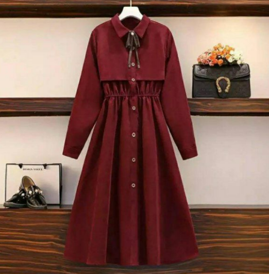 Japanese first love long-sleeved dress female autumn 2020 new Korean style temperament waist slimming long skirt Sen shirt skirt