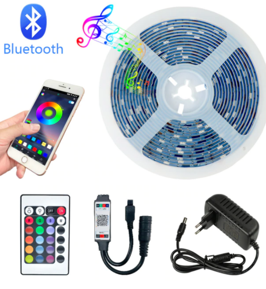 LED Strip Lights Bluetooth WIFI Controller RGB 5050 SMD 2835 Flexible Ribbon Backlight Decoration TV Computer Bedroom Diode Tape