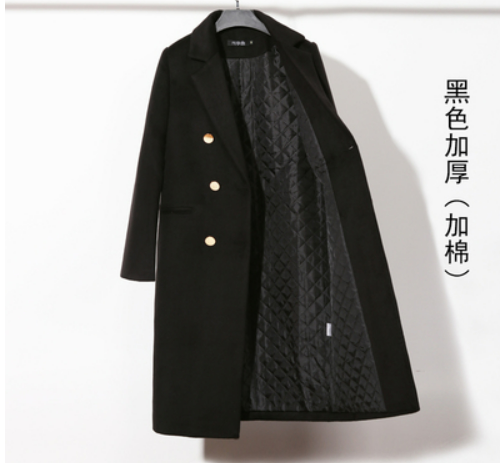 Red woolen coat female Korean version 2020 new mid-length autumn and winter plus cotton thickened thin Hepburn woolen coat