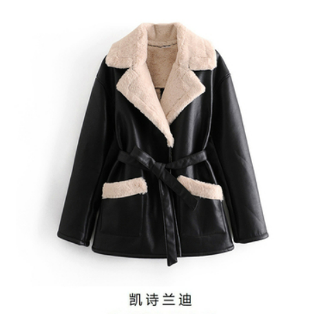 KASLEAD new women's European and American style short coat functional wind imitation wool lining waist coat 0870990