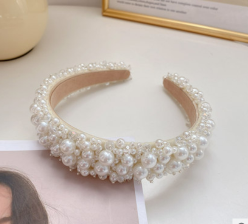 High-end headband female Korean net red 2021 new temperament simple pearl wide edge pressure hair wash hairpin headdress