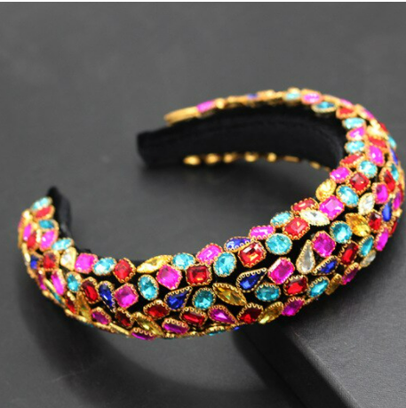 Luxury Crystal Baroque Hairband Padded Rhinestone Princess Headband For Women Headdress Birthday Hair Jewelry777