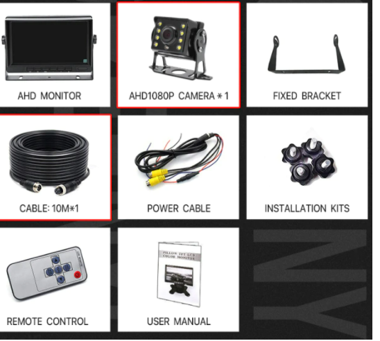 GreenYi 7 inch 1080P Recording DVR AHD IR Car Rear View Camera Truck Vehicle IPS Monitor Sunshade Support SD Card